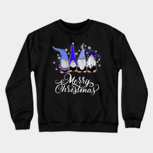 Four Gnomes In Blue Plaid Merry Christmas Matching Family T-Shirt Crewneck Sweatshirt